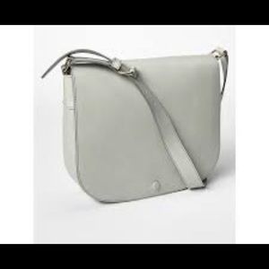 GAP gray smooth leather saddle crossbody bag